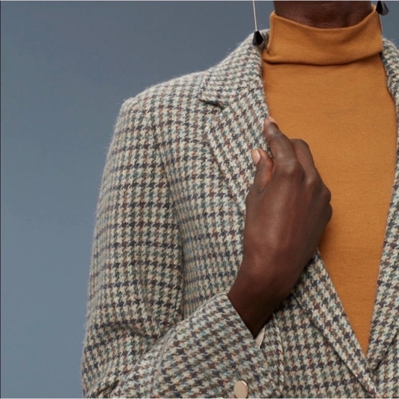 Aritzia Wilfred Wool blend houndstooth Darmon blazer jacket size 2 - Picture 3 of 14